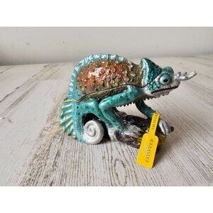 Kalifano iguana trinket jeweled box keepsake RARE jewelry rhinestone green uniqu